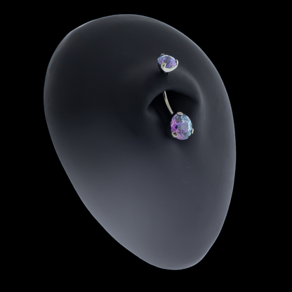 Prong Set Navel Ring with Rosebush-Cut Zirconia - Khrysos Jewelry