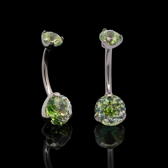 Prong Set Navel Ring with Rosebush-Cut Zirconia - Khrysos Jewelry