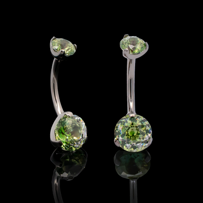 Prong Set Navel Ring with Rosebush-Cut Zirconia - Khrysos Jewelry