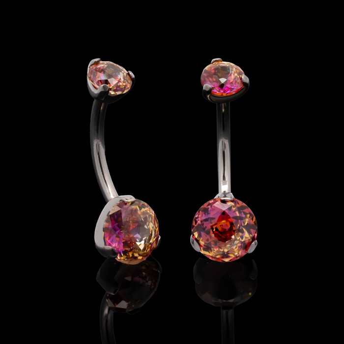 Prong Set Navel Ring with Rosebush-Cut Zirconia - Khrysos Jewelry