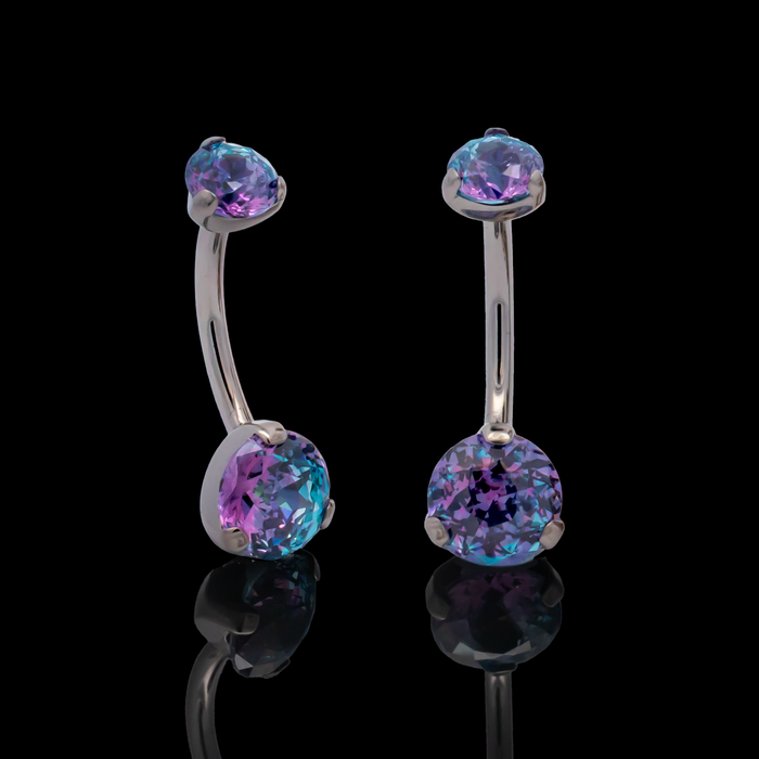 Prong Set Navel Ring with Rosebush-Cut Zirconia - Khrysos Jewelry