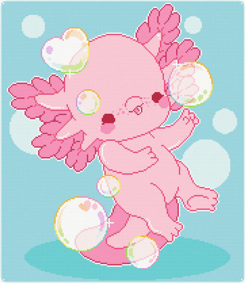 Rainbow Axolotl | Pixel Charted | Ready To Ship