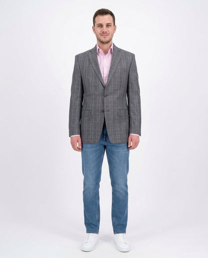 Ralph Lauren Blue Subtle Brown Plaid Wool Silk Linen Blend Blazer Sportcoat - The Suit Depot