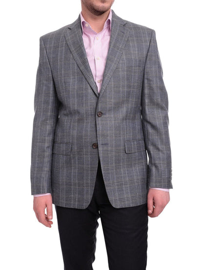 Ralph Lauren BLAZERS Ralph Lauren Blue Subtle Brown Plaid Wool Silk Linen Blend Blazer Sportcoat