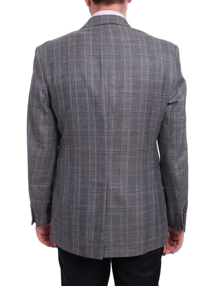 Ralph Lauren BLAZERS Ralph Lauren Blue Subtle Brown Plaid Wool Silk Linen Blend Blazer Sportcoat