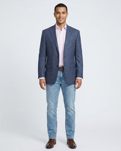 Ralph Lauren Classic Fit Blue Plaid Two Button Wool Silk Blend Blazer Sportcoat - The Suit Depot