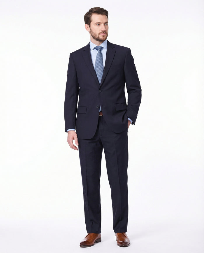 Raphael Classic Fit Solid Navy Blue Two Button Wool-touch Suit - The Suit Depot