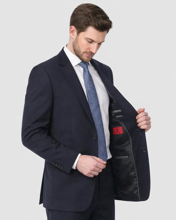 Raphael Classic Fit Solid Navy Blue Two Button Wool-touch Suit - The Suit Depot