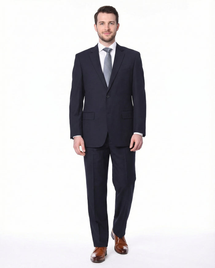 Raphael Classic Fit Solid Navy Blue Two Button Wool-touch Suit - The Suit Depot