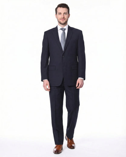 Raphael Classic Fit Solid Navy Blue Two Button Wool-touch Suit - The Suit Depot