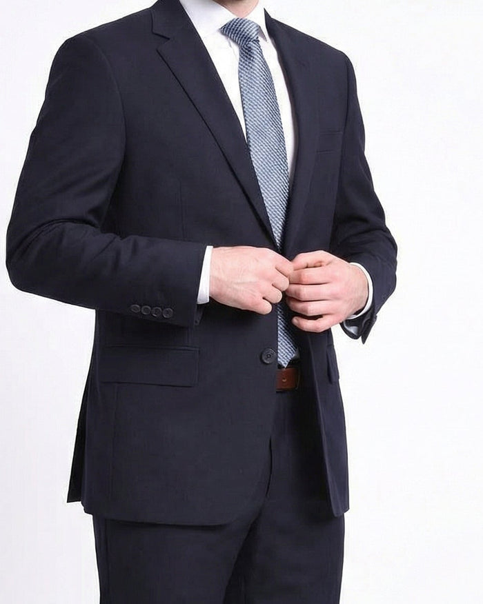 Raphael Classic Fit Solid Navy Blue Two Button Wool-touch Suit - The Suit Depot