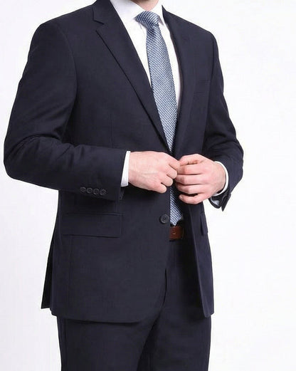 Raphael Classic Fit Solid Navy Blue Two Button Wool-touch Suit - The Suit Depot