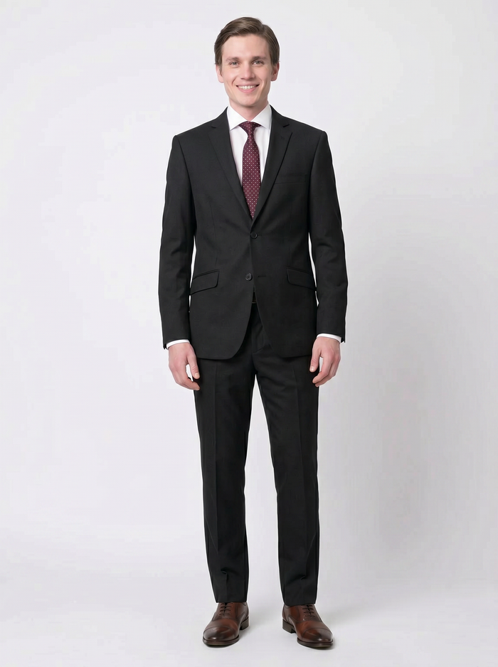 Raphael Men's Black Slim Fit Notch Two Button Suit - The Suit Depot