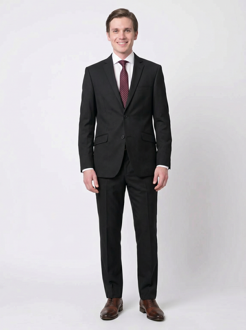 Raphael Men's Black Slim Fit Notch Two Button Suit - The Suit Depot