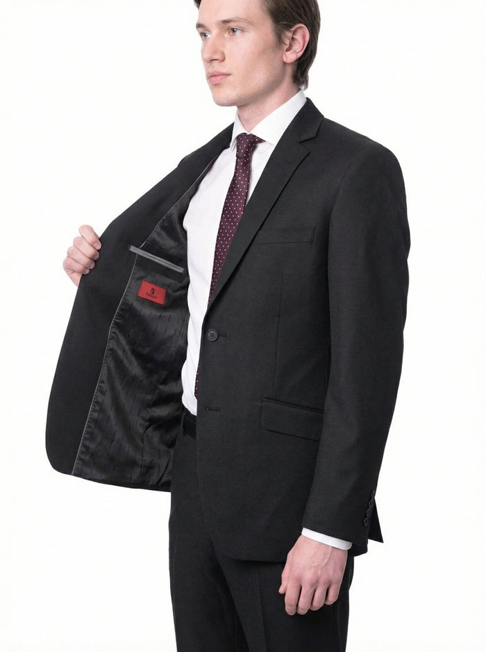 Raphael Men's Black Slim Fit Notch Two Button Suit - The Suit Depot