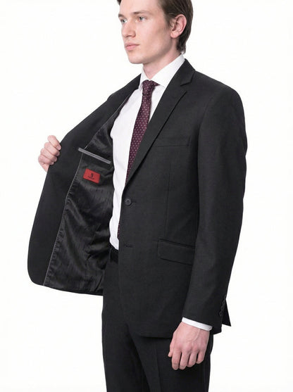 Raphael Men's Black Slim Fit Notch Two Button Suit - The Suit Depot