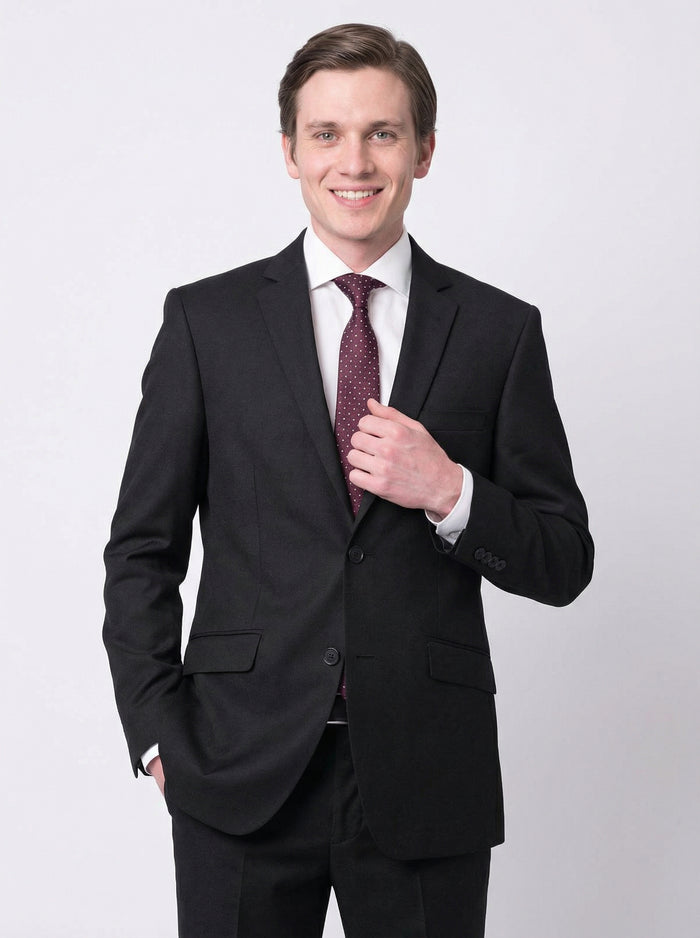 Raphael Men's Black Slim Fit Notch Two Button Suit - The Suit Depot