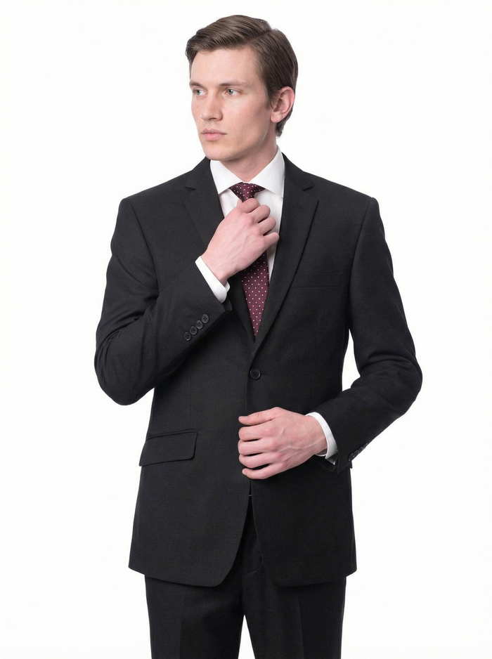 Raphael Men's Black Slim Fit Notch Two Button Suit - The Suit Depot