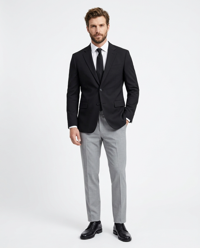 Raphael Mens Solid Black Slim Fit Stretch 2 Button Blazer Sportcoat