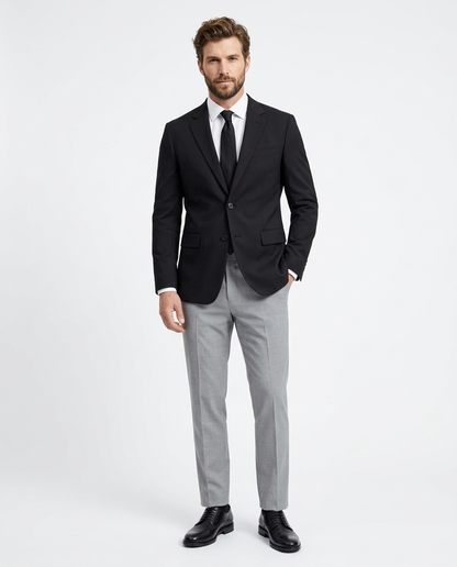 Raphael Mens Solid Black Slim Fit Stretch 2 Button Blazer Sportcoat