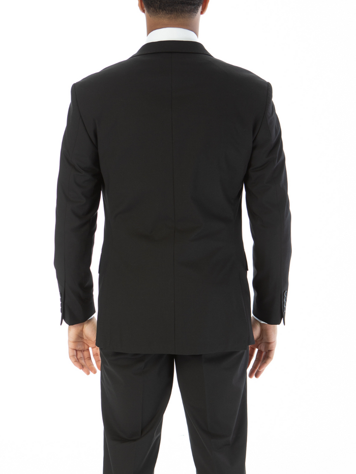 Raphael Mens Solid Black Slim Fit Stretch 2 Button Blazer Sportcoat - The Suit Depot