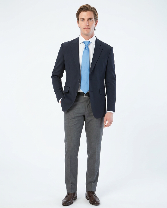 Raphael Mens Solid Navy Blue Slim Fit Stretch 2 Button Blazer Sportcoat