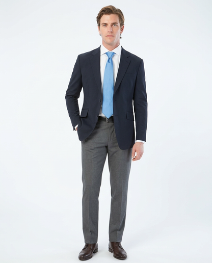 Raphael Mens Solid Navy Blue Slim Fit Stretch 2 Button Blazer Sportcoat