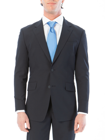 Raphael Mens Solid Navy Blue Slim Fit Stretch 2 Button Blazer Sportcoat - The Suit Depot