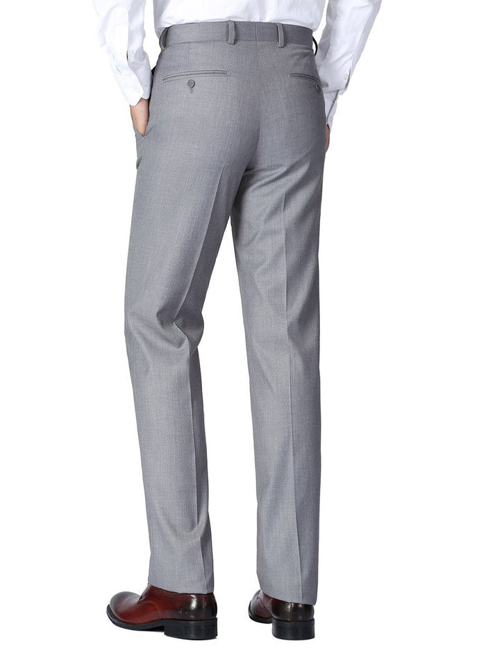 Raphael Men's Washable Flat Front Slim Fit Light Gray Dress Pants - The Suit Depot
