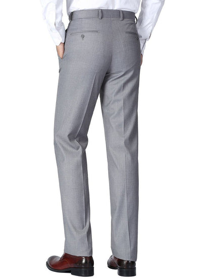 Raphael Men's Washable Flat Front Slim Fit Light Gray Dress Pants - The Suit Depot