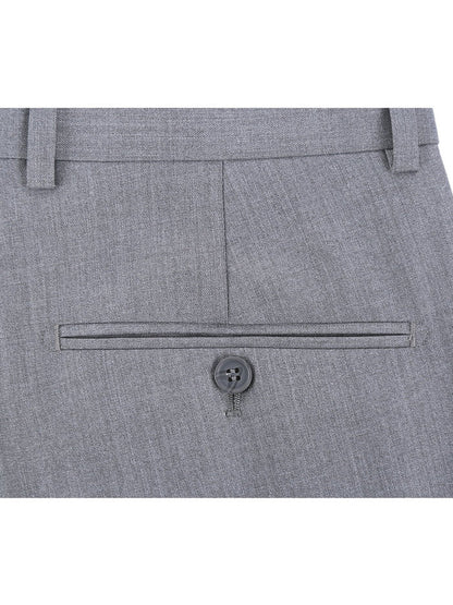 Raphael Men's Washable Flat Front Slim Fit Light Gray Dress Pants - The Suit Depot