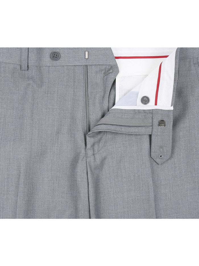 Raphael Men's Washable Flat Front Slim Fit Light Gray Dress Pants - The Suit Depot