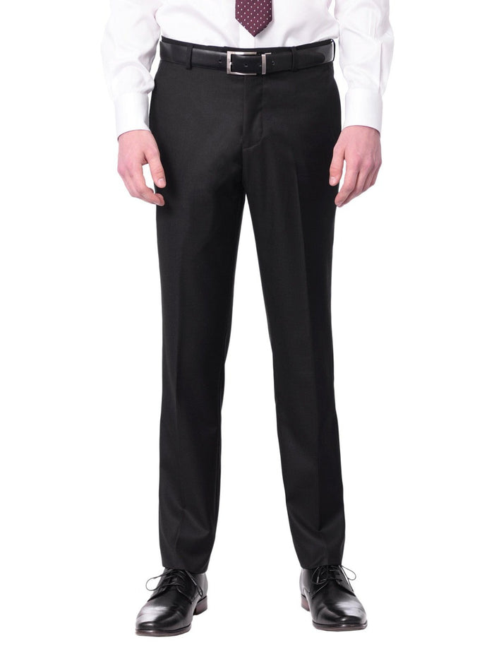 Raphael PANTS Raphael Slim Fit Solid Black Machine Washable Dress Pants
