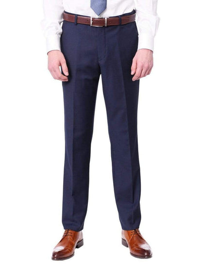 Raphael PANTS Raphael Slim Fit Solid Blue Flat Front Washable Dress Pants
