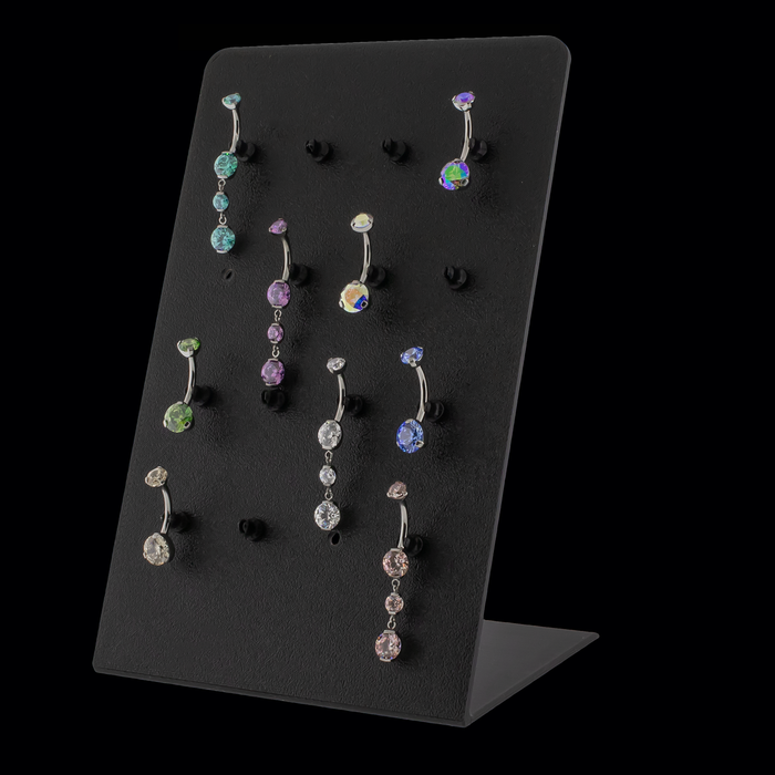 Rectangular Easel Display – 16-Hole Jewelry Holder with 32 Clips - Khrysos Jewelry
