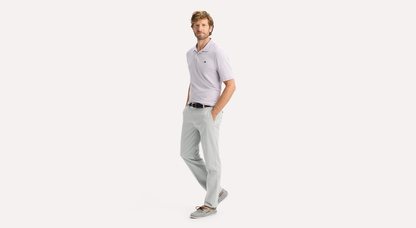 View of model wearing Thistle Rib Collar Polo, Slim Fit.