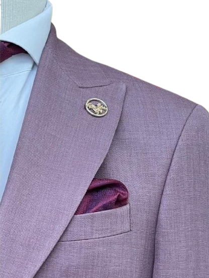 Romaster Purple Slim Fit Stretch Wool Blend Blazer Sportcoat With Patch Pockets