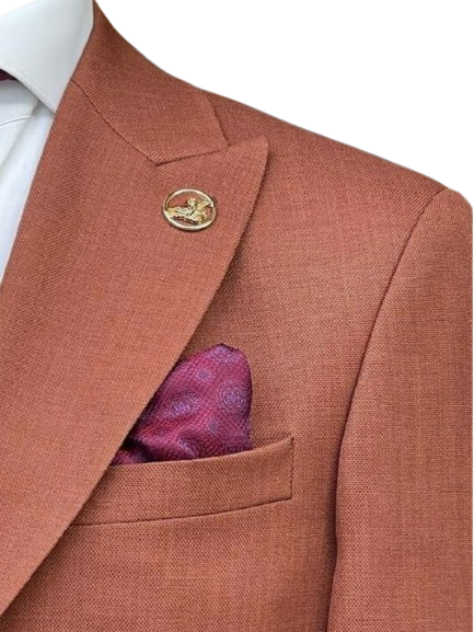 Romaster Rust Slim Fit Stretch Wool Blend Blazer Sportcoat With Patch Pockets