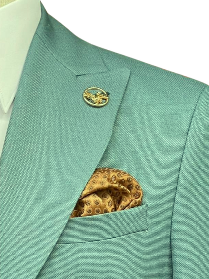 Romaster Teal Slim Fit Stretch Wool Blend Blazer Sportcoat With Patch Pockets