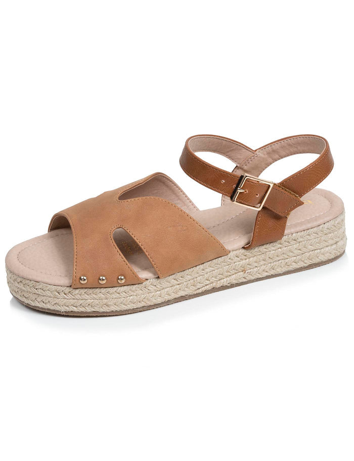Sandales Femme semelle plateforme corde Camel
