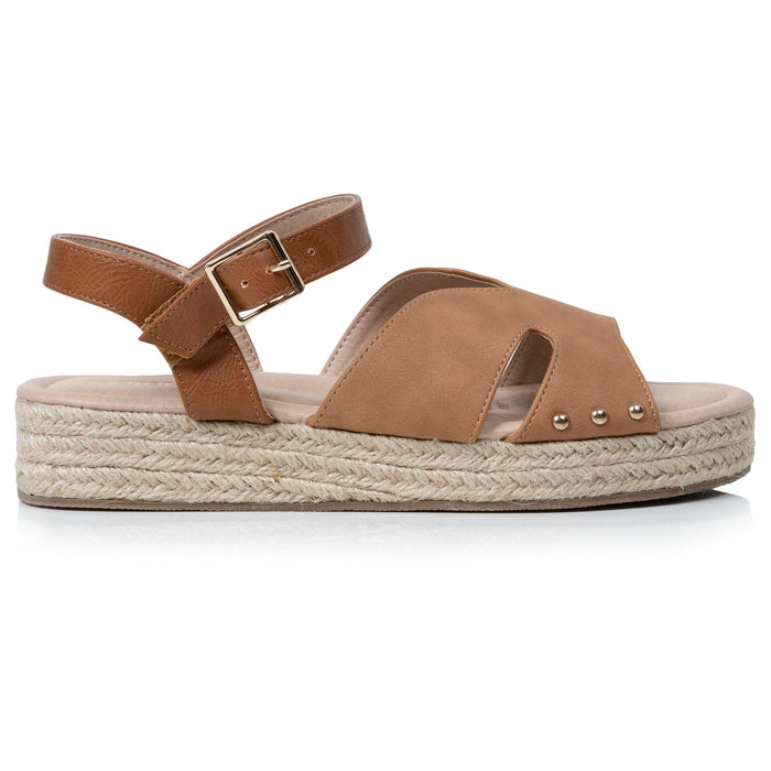 Sandales Femme semelle plateforme corde Camel