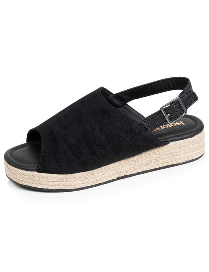 Sandales Femme semelle plateforme corde Noir
