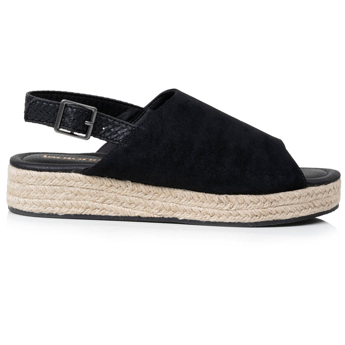 Sandales Femme semelle plateforme corde Noir