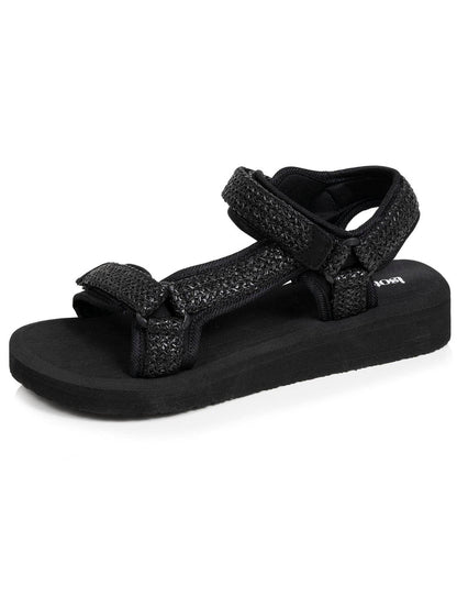 Sandales Femme Sport à talon Noir
