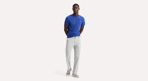 View of model wearing High-Rise Signature Iron Free Khakis, Straight Fit with Stain Defender®.
