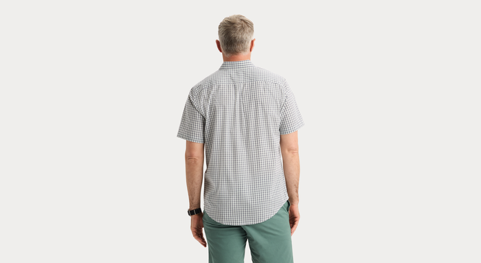 View of model wearing Margate Signature Stain Defender Shirt, Classic Fit.