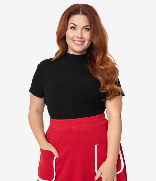 Smak Parlour Plus Size Black Mock Turtleneck It Girl Top