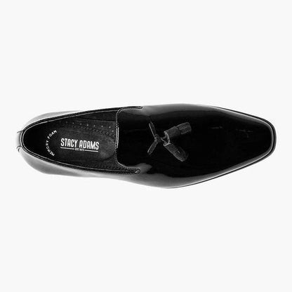 Stacy Adams Boys Solid Black Tassel Slip On Patent Leather Tuxedo Dress Shoes - The Suit Depot