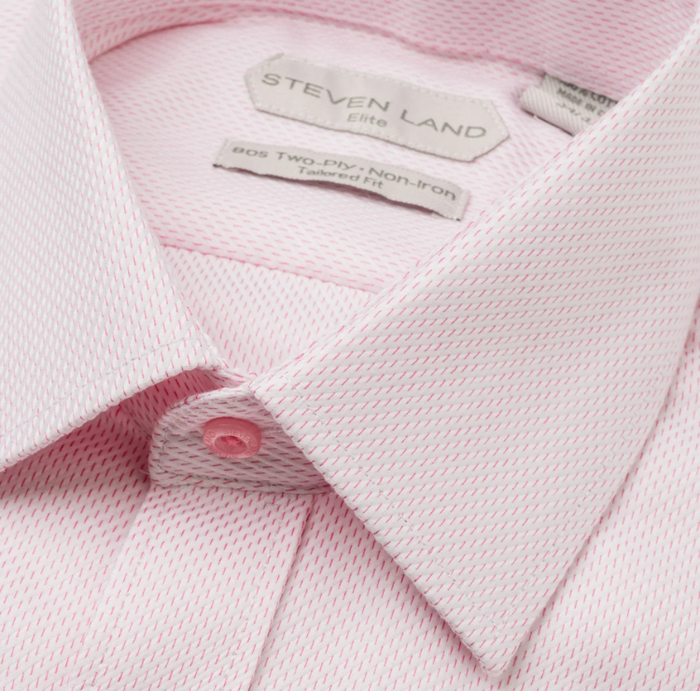 Steven Land Elite Men's Light Pink Textured French Cuff Cotton Dress Shirt