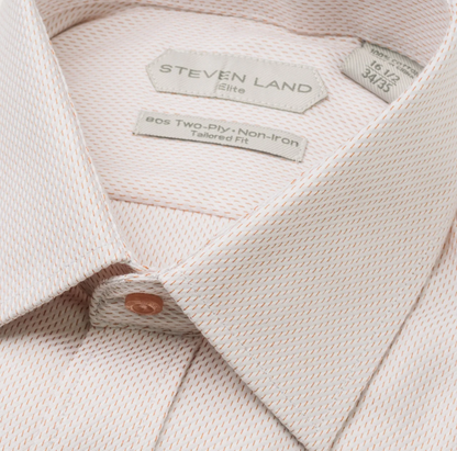 Steven Land Men's Golden Brown Textured French Cuff Spread Collar Dress Shirt